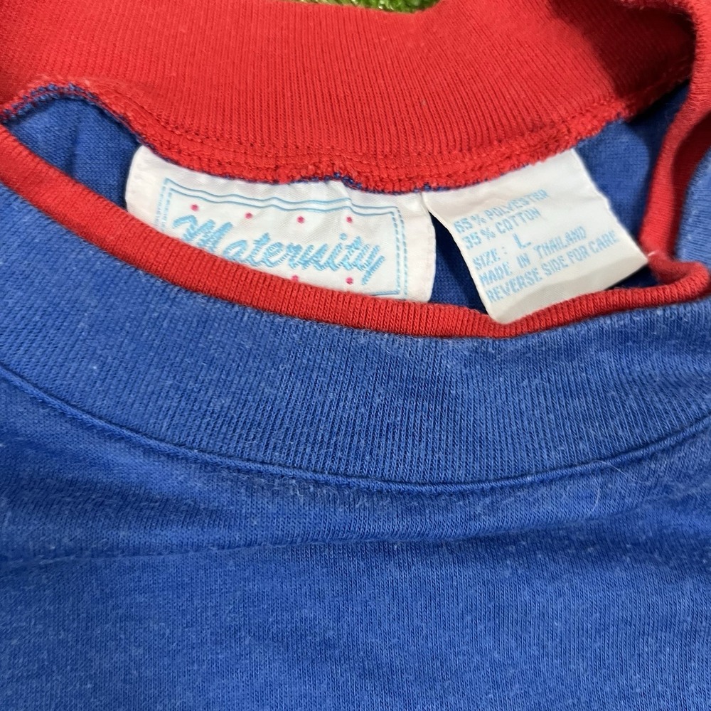 Vintage Color Block T-shirt LG Soft Cotton 80s Maternity Shirt Maternity Wear - Picture 6 of 6